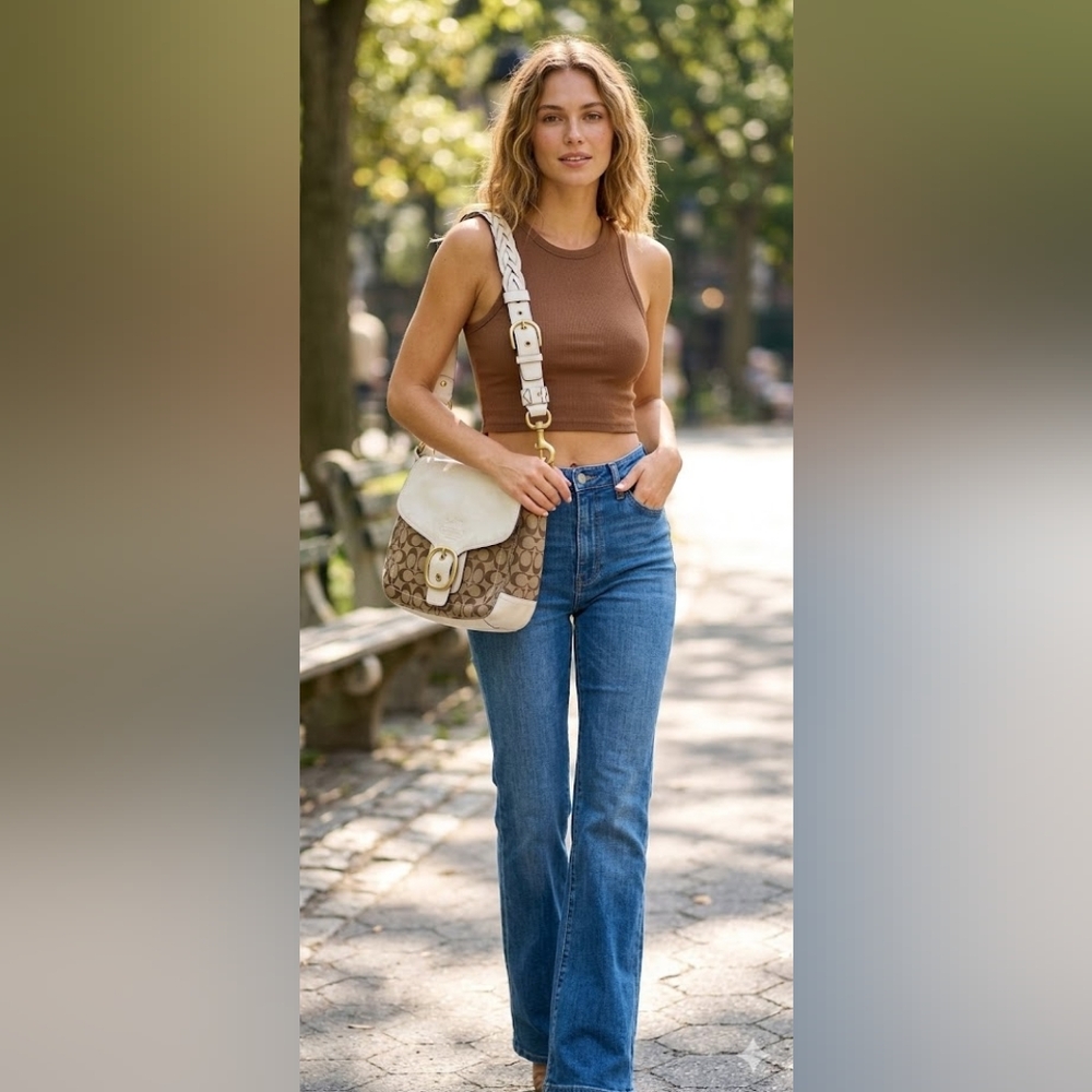 Vintage Coach Pattern Shoulder Bag